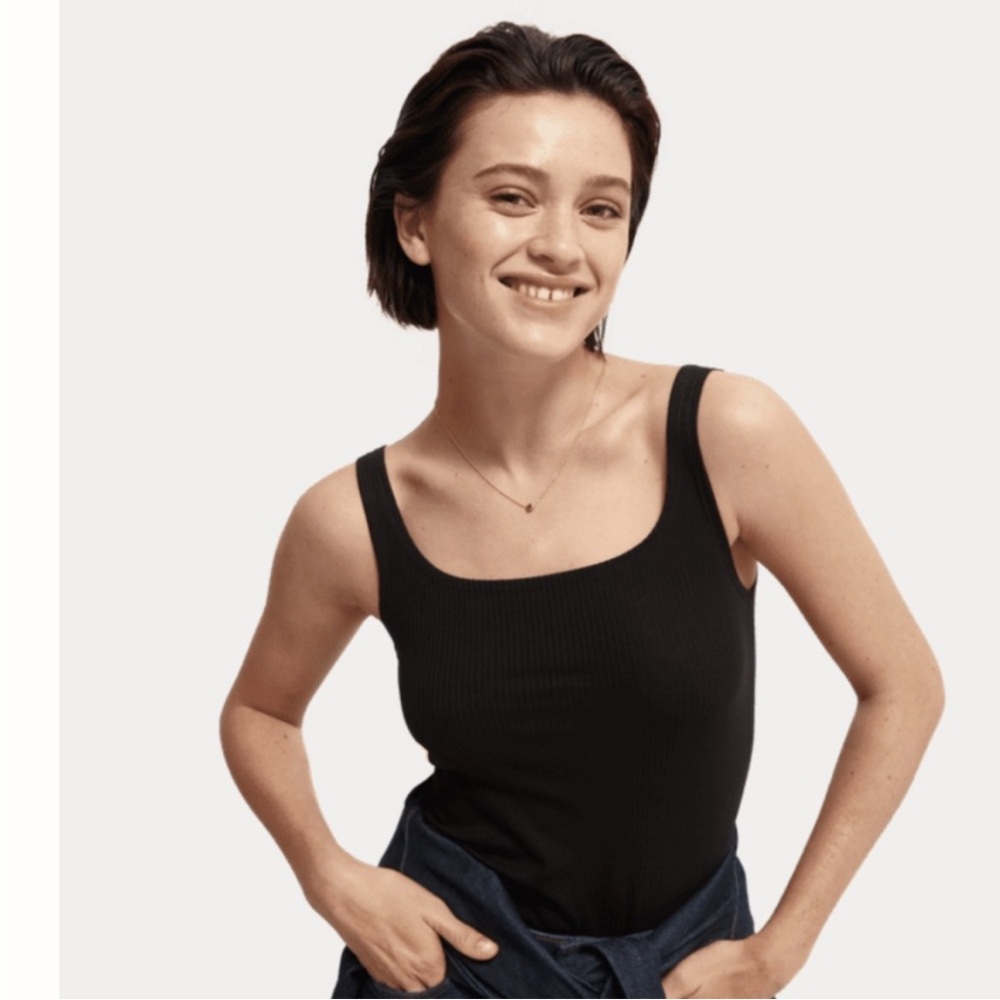 Scotch & Soda Black Tank Top New scoop neck rib, tencel tank XS ribbed